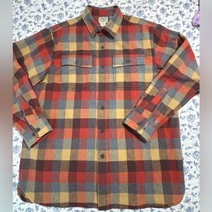 L.L.Bean Plaid Heavy Flannel Shirt Men’s L Traditional Fit Cotton Button Down